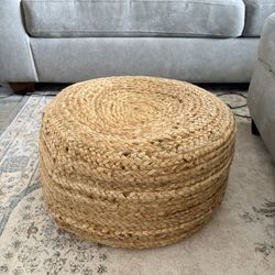Braided Natural Jute Pouf