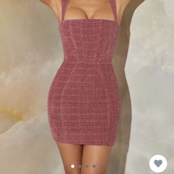 Tweed Women’s Dress -Pink 