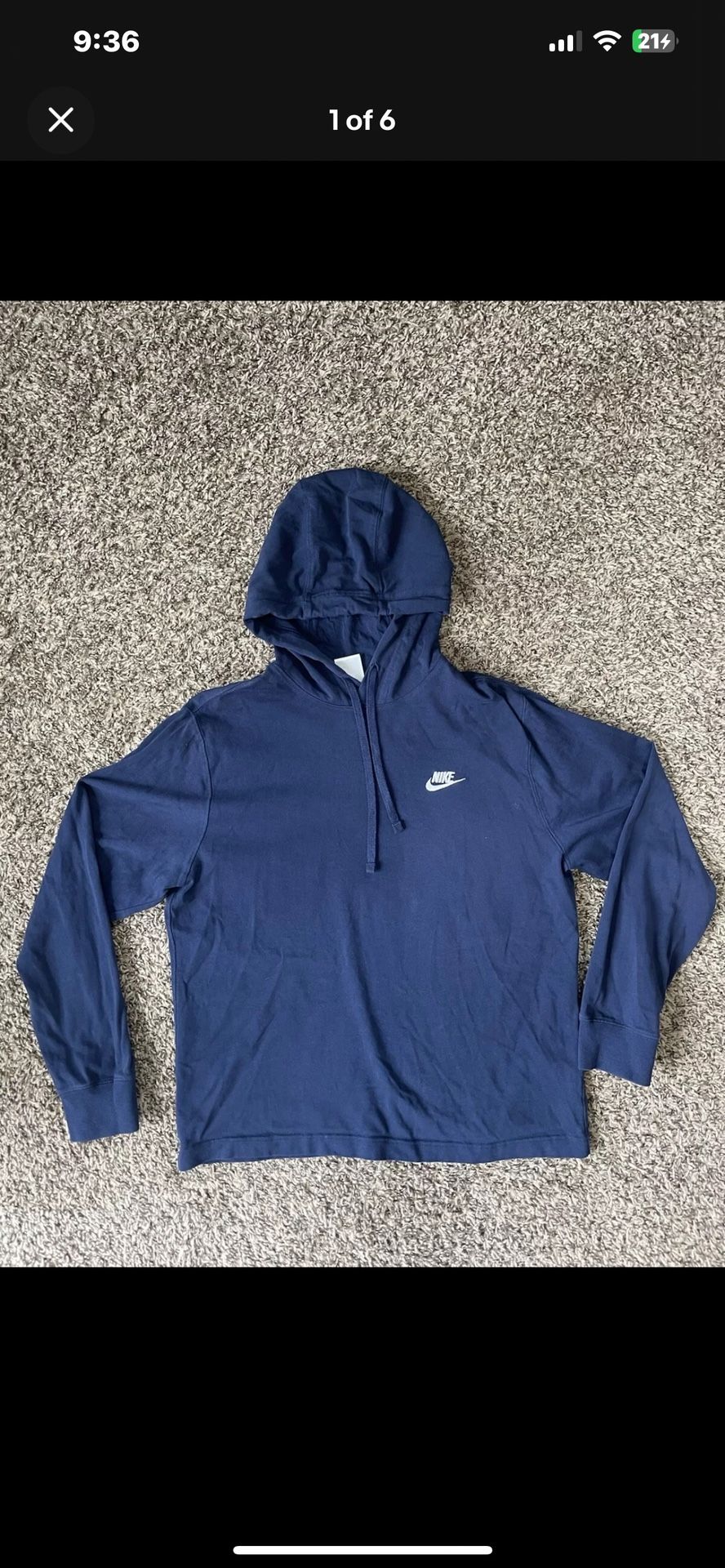 Nike Blue Navy Long Sleeve Light Weight Hoodie