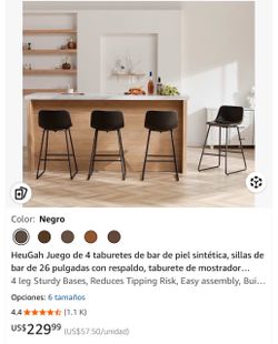 Black Faux Leather Bar Stools Set of 4