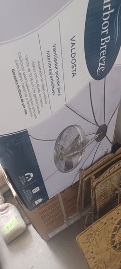 NEW Harbor Breeze Indoor Outdoor 20 Inch Portable Fan. Brushed Nickel Finish.