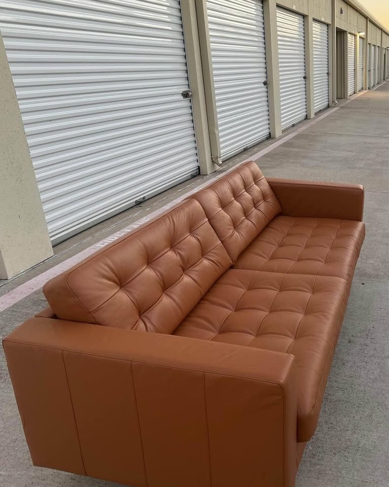 Real Leather Carmel Sofa For Sale
