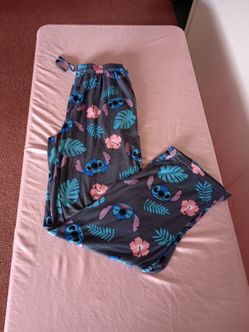 Disney Stitch Ladies Pajama Bottom Pants Grey Drawstring Pockets Soft Medium