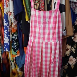 Pink And White Checked Summer Dress
