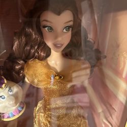 Disney Store Spinning & Lights Belle 16" Doll Singing Potts Beauty & Beast 2016