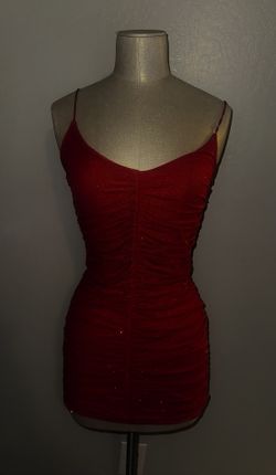 Red Sequenced Scrunched BodyCon Dress🤩