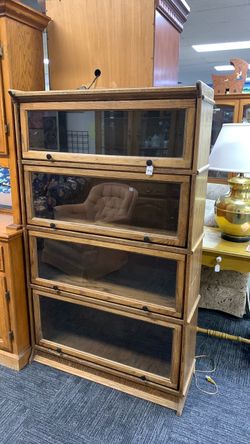 Oak Barrister Bookcase with Glass Doors