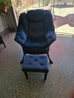 Blue comfy Chair with foot stool