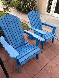 Blue Wooden Adirondack Chairs – Set of 2