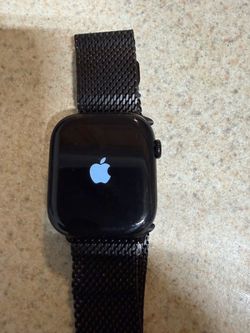 Apple Watch with Black Mesh Band