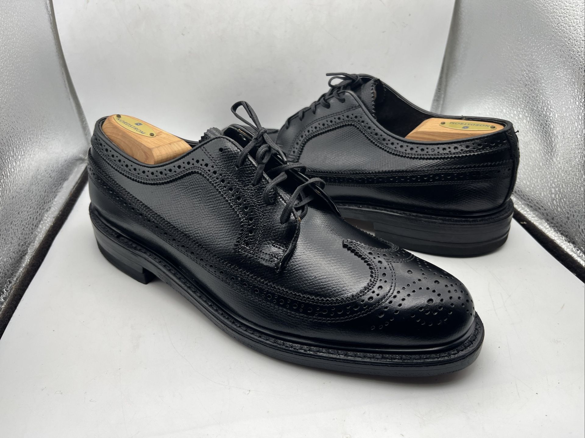 FLORSHEIM 51806 BLACK LONG WING TIP BROGUE OXFORD DRESS SHOES SZ 10.5 D