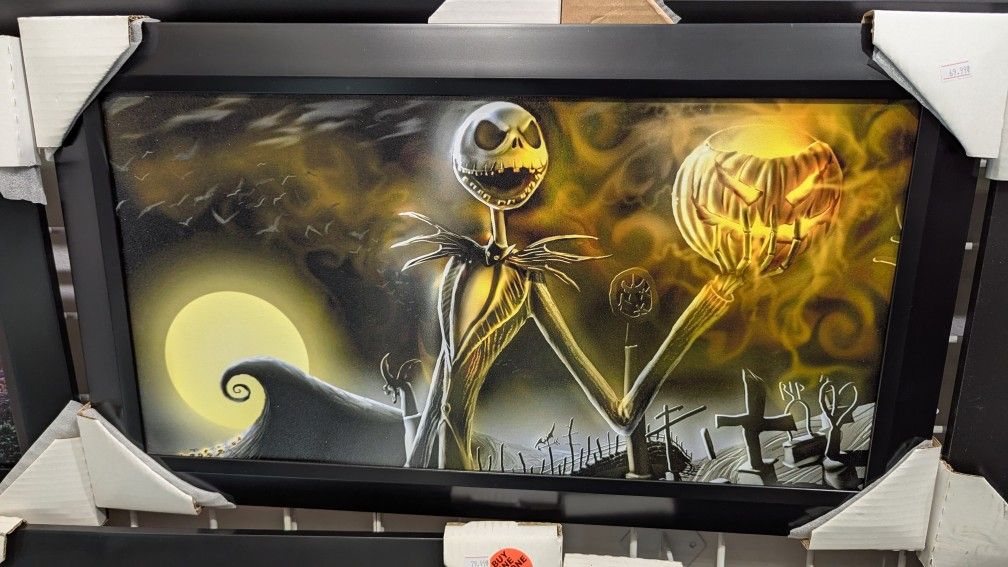 Jack Skellington Nightmare Before Christmas Framed Art Piece Made On Wood,All Products : American Fashion Style Bags On Sale