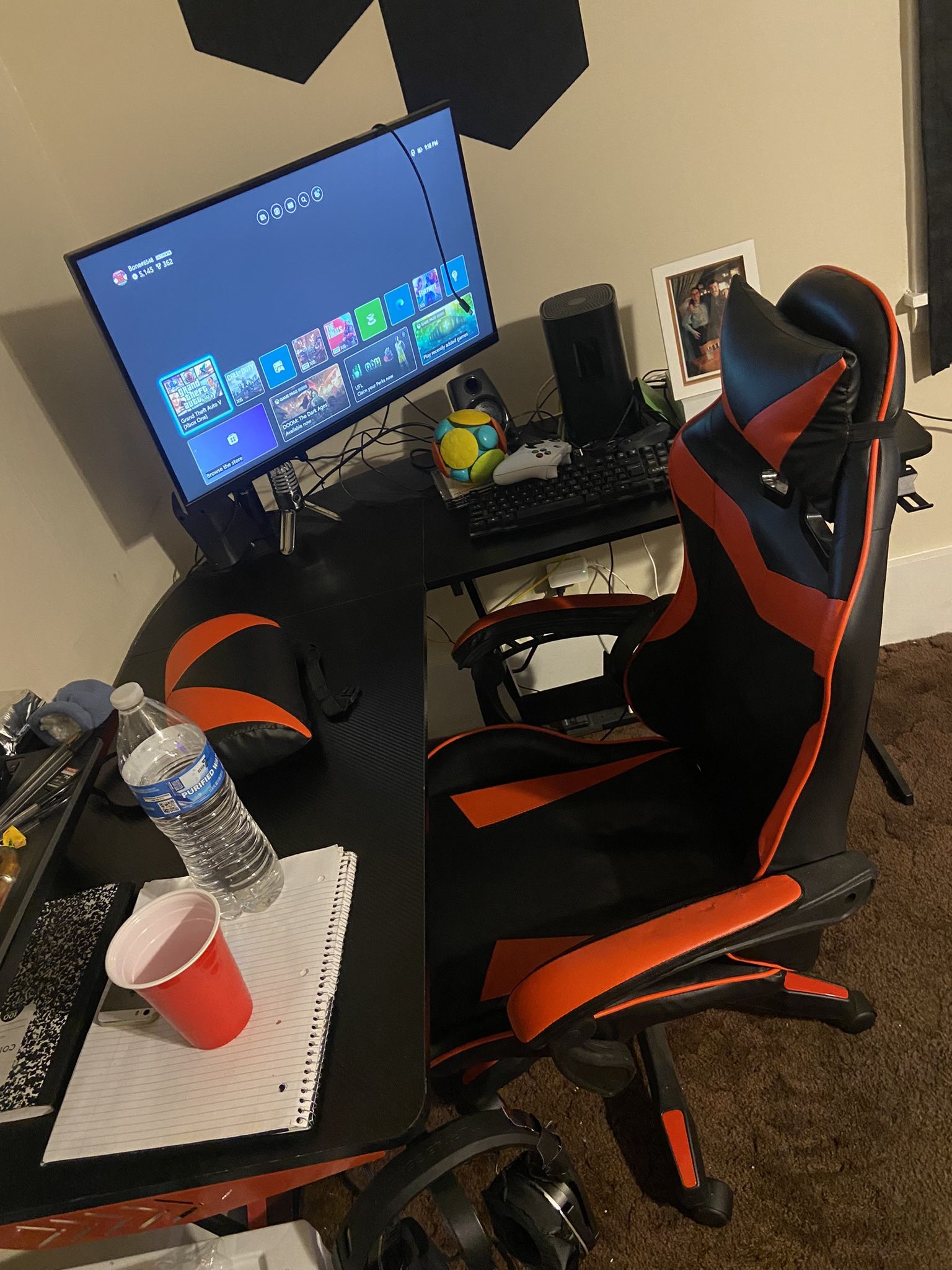 L-Shaped Gaming Desk, And Chair