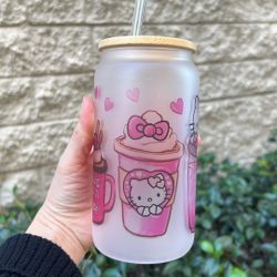 Hello Kitty Latte Glass Cup