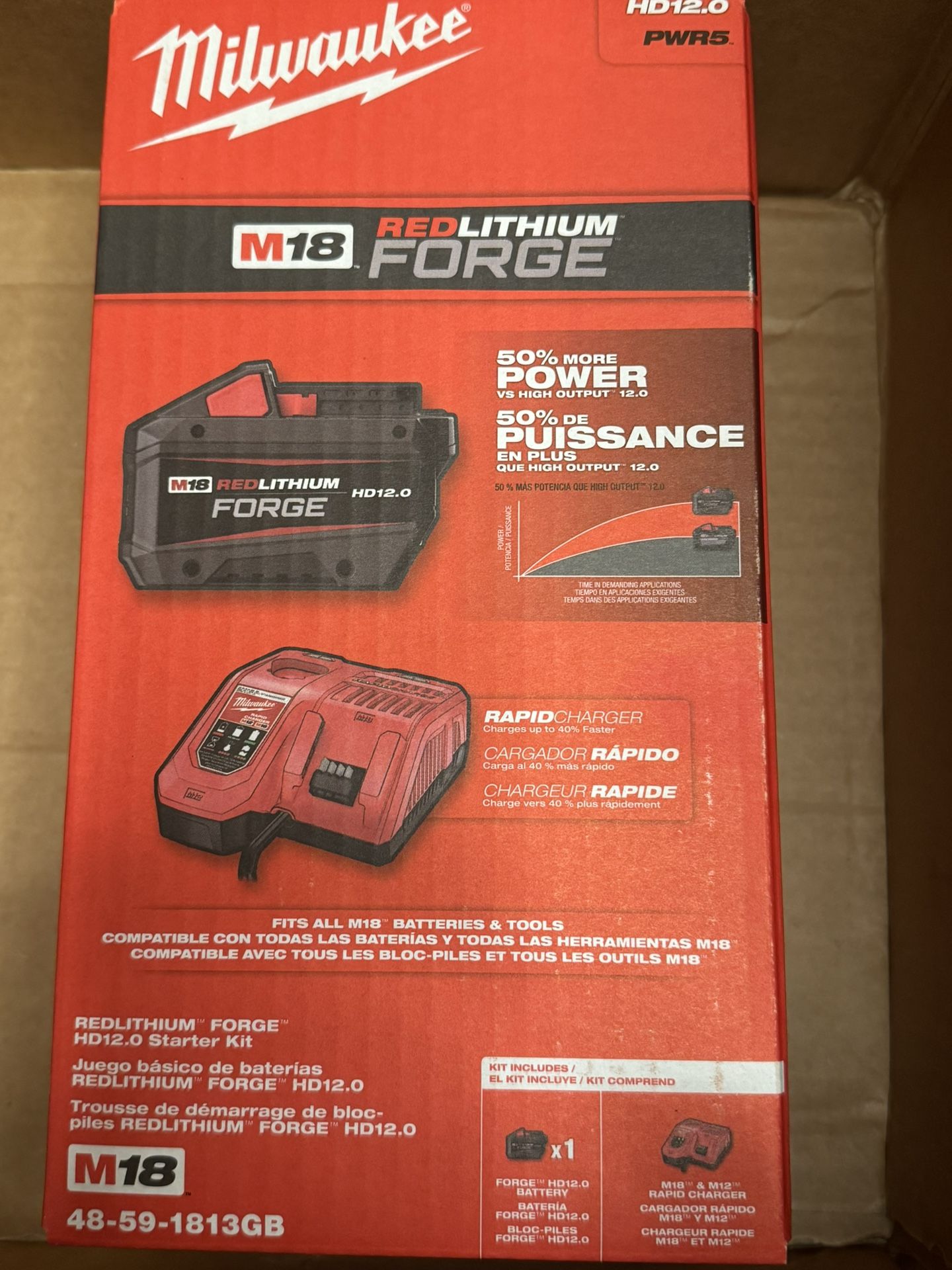 BNIB Milwaukee M18 REDLITHIUM FORGE 12.0Ah Starter Kit (48-59-1813GB)