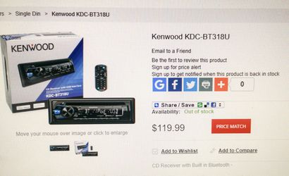 Kenwood CD-Receiver w/USB Interface & Bluetooth