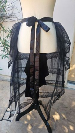 Black Lace Tulle Wrap Skirt with Satin Bow