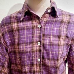 Purple Pink Plaid Shirt - M/L