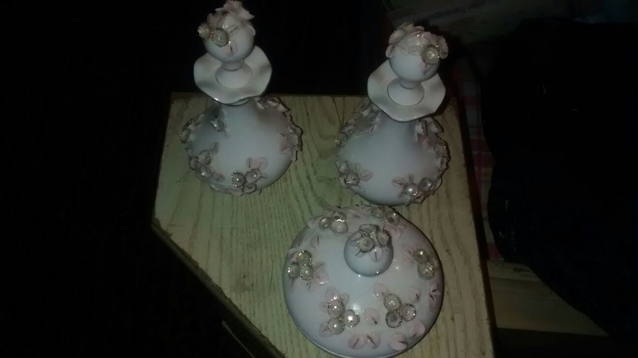 Vintage glass dresser set
