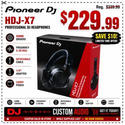 Pioneer DJ HDJ-X7 Professional Over Ear Headphones 50mm Drivers Cable Carrying Pouch 🚨 Payment Options Available 🚨 No Credit Needed 🚨
