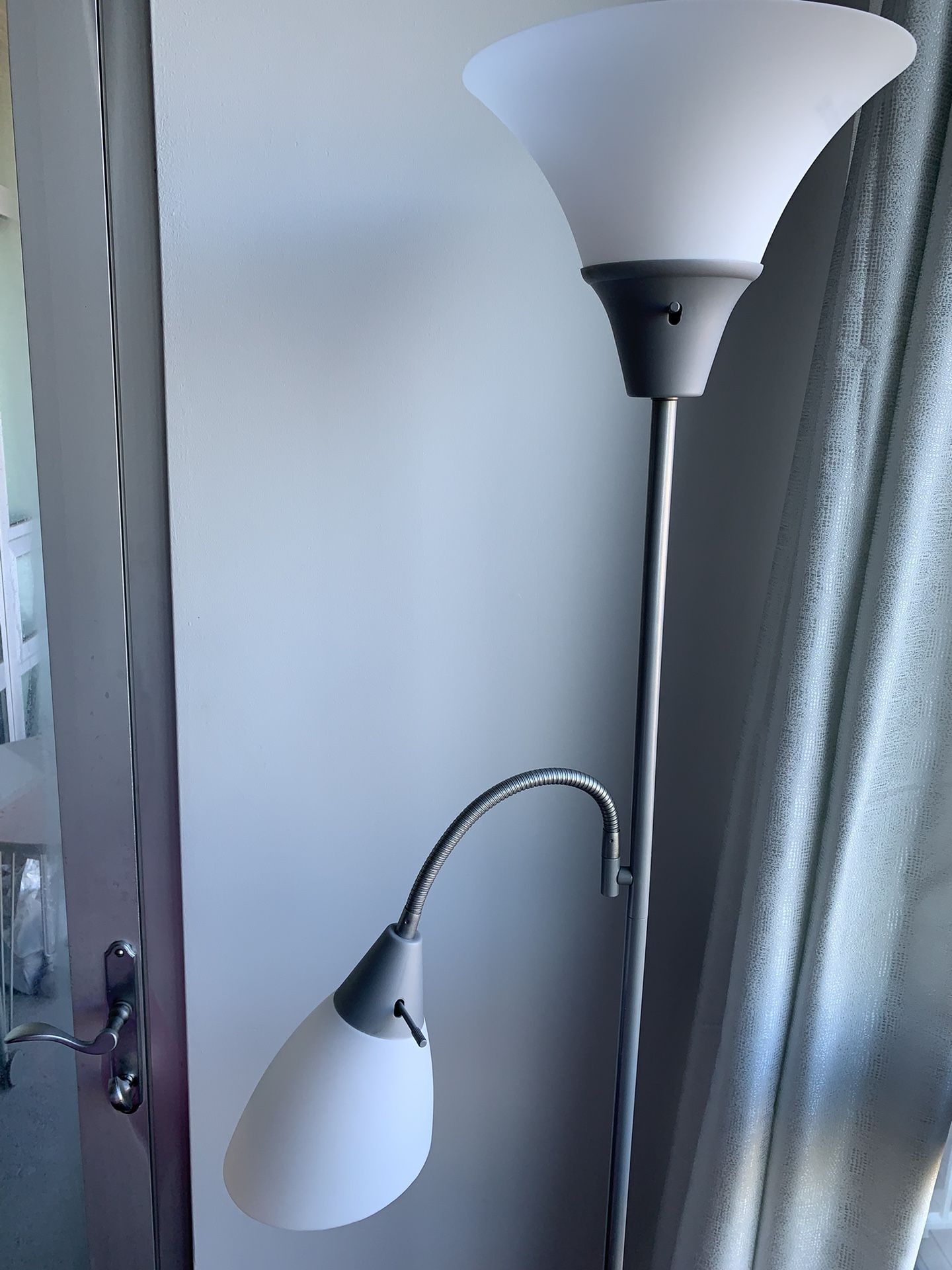 Torchiere Floor Lamp with Reading Light Task Lamp Top - 3 Ways Switch And Light Grey Color  Office Lamp Desk Lamp Celling Light Substitute Like New 