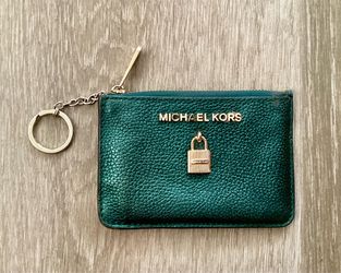 Michael Kors Jet Set coin purse deep teal/jewel green pebbled leather