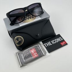 Ray-Ban Justin RB4165 601/8G Matte Rubber Black Frame Dark Grey Lens  54-16 NEW
