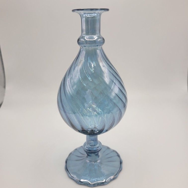 Vintage Optic Glass Swirl Perfume Bottle (No Stopper) Delicate Bud Vase 5.5"