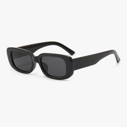 Aileen Designer Brand Luxury Black Retro Rectangular Unisex Sunglasses Brand New In Box 