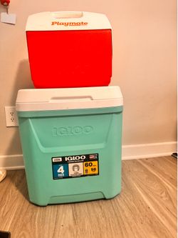 Igloo 60-qt rolling cooler & Igloo Playmate cooler