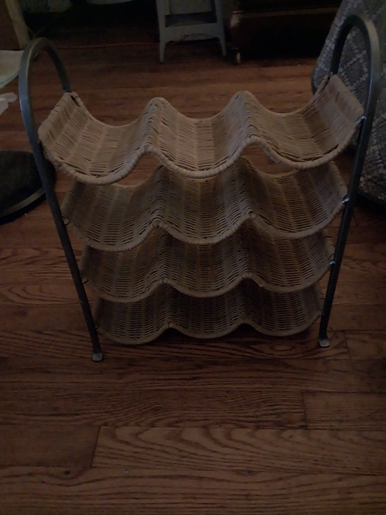 Iron Wicker Rack Hold 12 Bottles 30 Dollars