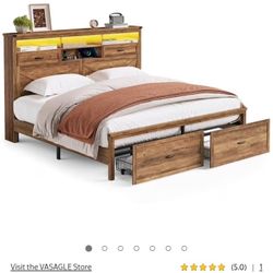 Honey Brown Bed Frame King Size 