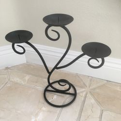 Large Natural wrought 13” Iron Pillar Candle Holders 