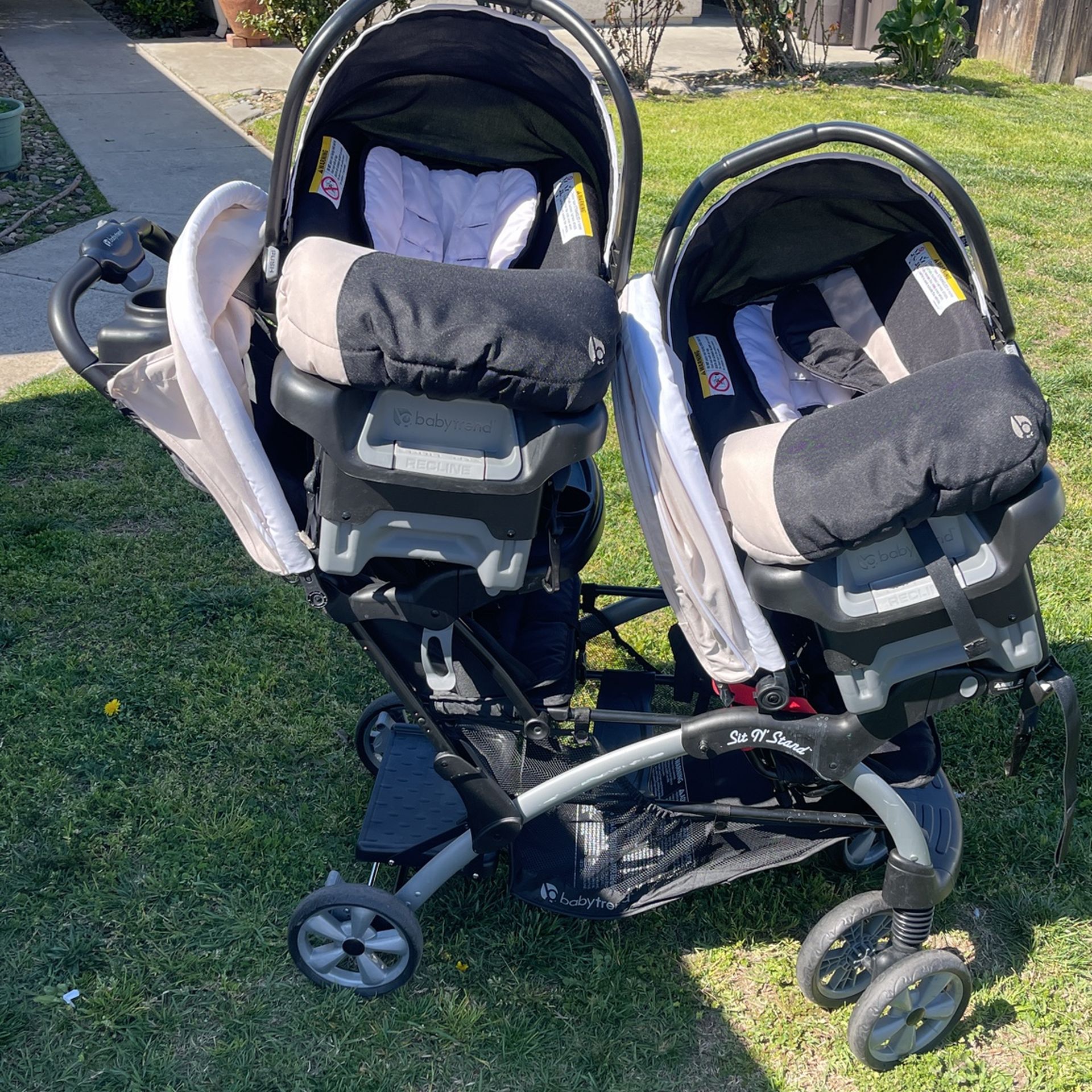 Baby Trend Double Stroller & 2 Infant Car Seat Combo