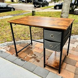 Rustic Industrial Desk with Fabric Drawers