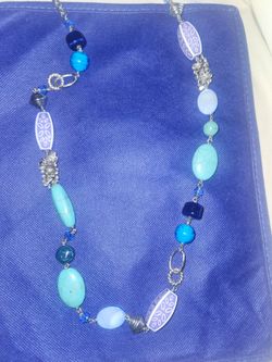 Blue Turquoise Bead Necklace - Women Jewelry