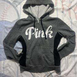 Women’s Pink Grey Hooded Jacket With Pockets