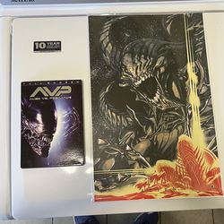 Alien art poster by Carlos d’anda 11/50 w AvP dvd
