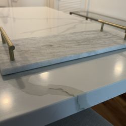 Marble Serving Tray with Gold Handles (Must Sell Fast!)