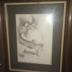 Sketch Artwork Painting Signed By Marilyn Zapp 38"x 32" 