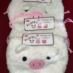 Fluffy Drawstring Purse Pig