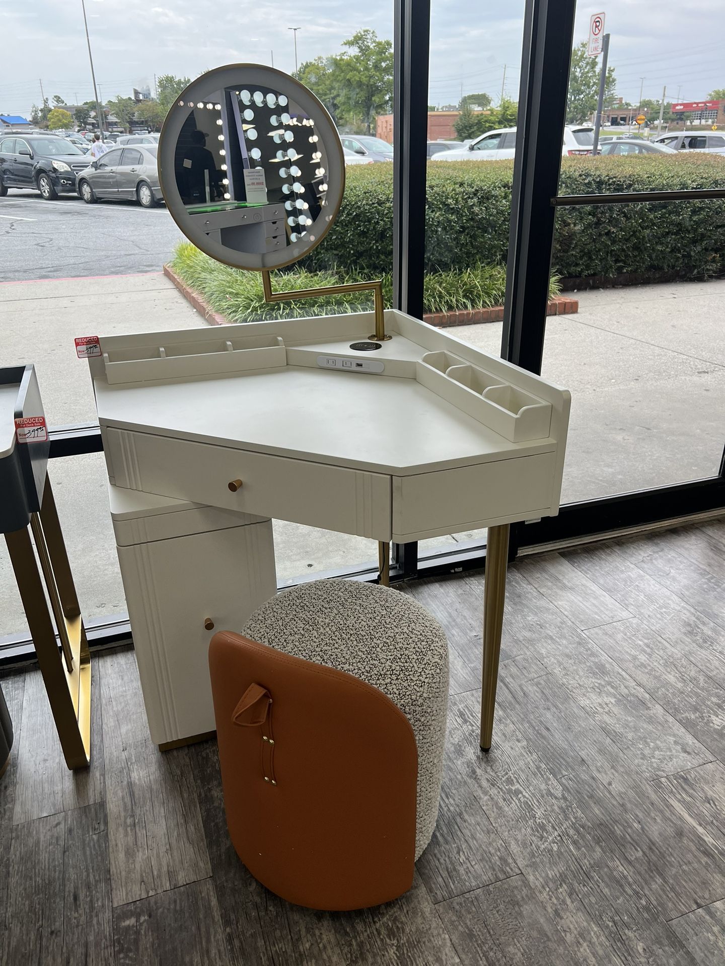 Modern Makeup Vanity with LED Mirror and Stool
