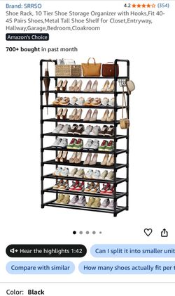 Black Metal Shoe Rack 8-Tier