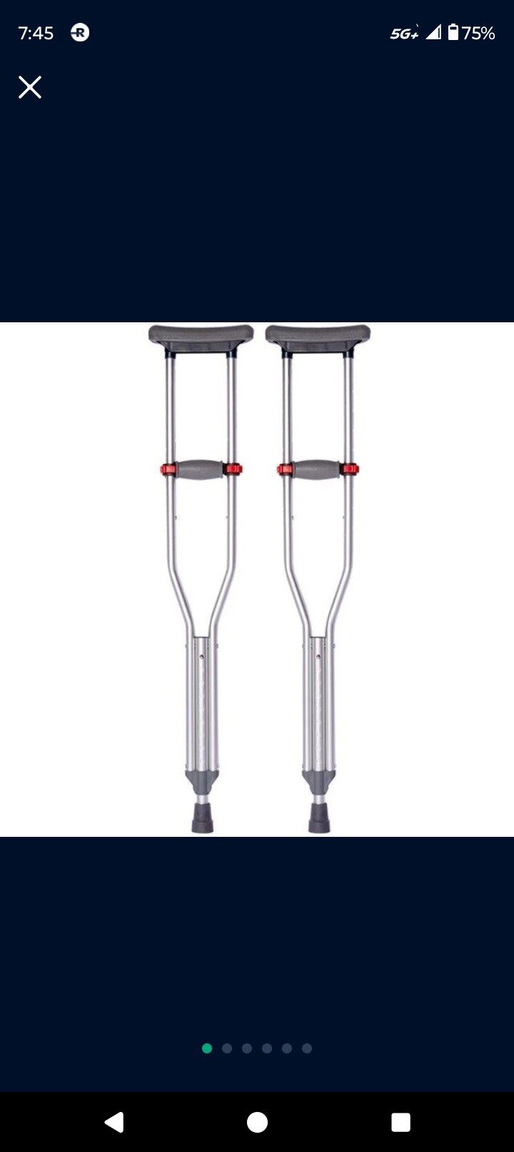 Crutches: Lightweight Aluminum , for Patients 5’1” -5’9” Tall, Walking Aid for Kids, Adults & Seniors, 300 lbs. Weight Capacit