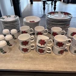 Set of Poinsettia Holiday China