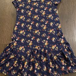 Girls Navy Blue Flower Dress Size 7/8 By Trixxie Girl #15