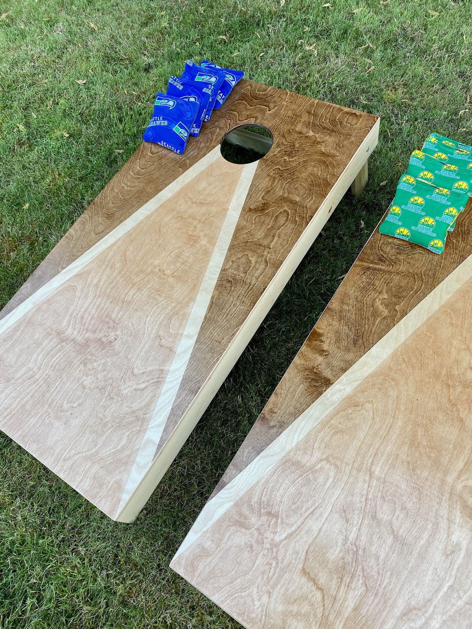 Two Tone Stained Cornhole Boards BRAND NEW