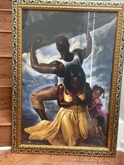 African American Art - Behind every man is a praying woman