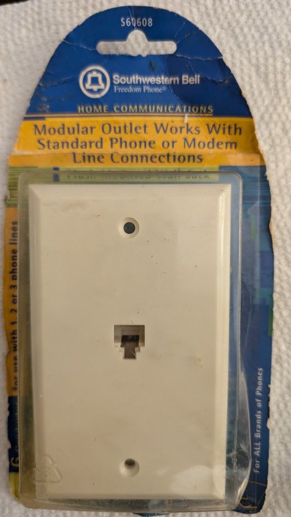 6 Connector Flush Mounted Wall Phone Jack For Landline Telephone Or Modem 1, 2, Or 3 Lines S60608
Southwestern Bell For All Phone Lines
