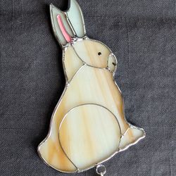 Handmade Stained Glass Suncatcher Easter Bunny Rabbit